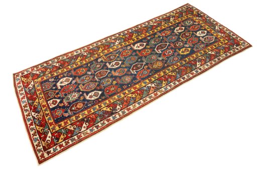 Close-up detail of 1900s Kazak rug from Armenia showing Wool weave
