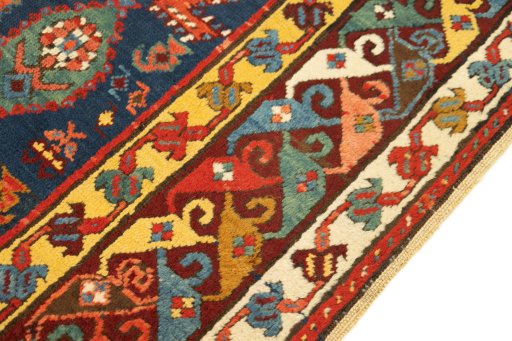 Central medallion detail of 1900s Kazak rug from Armenia
