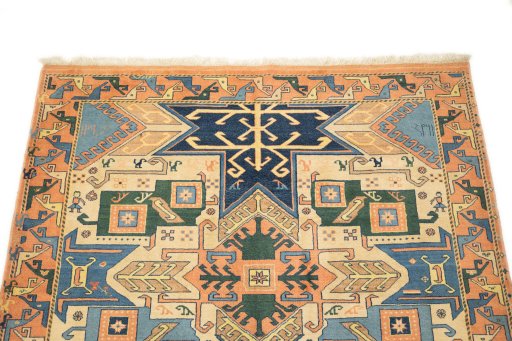 Surface texture of New Kazak rug with natural Wool and intricate pattern