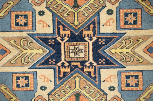Central medallion detail of New Kazak rug from Armenia