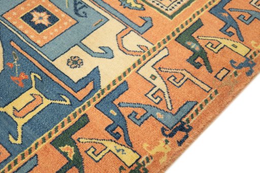 Close-up detail of New Kazak rug from Armenia showing Wool weave