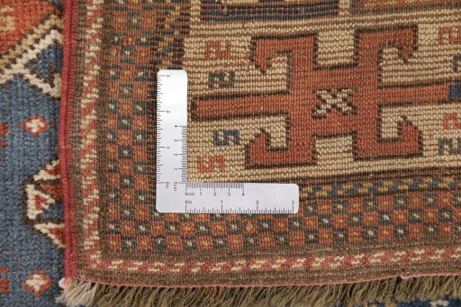 Full view of 1900s Kazak rug from Armenia, 215 × 115 cm in Blue tones