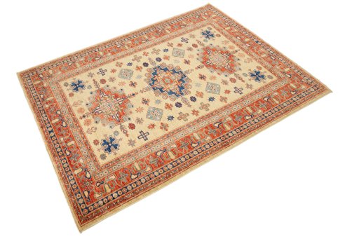 Close-up detail of New Kazak rug from Pakistan showing Wool weave