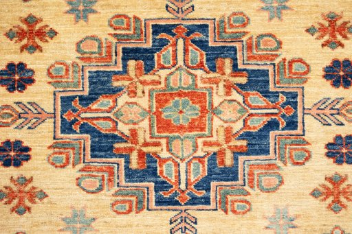 Central medallion detail of New Kazak rug from Pakistan