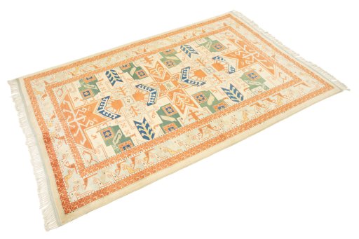 Close-up detail of New Kazak rug from Armenia showing Wool weave