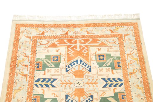 Surface texture of New Kazak rug with natural Wool and intricate pattern