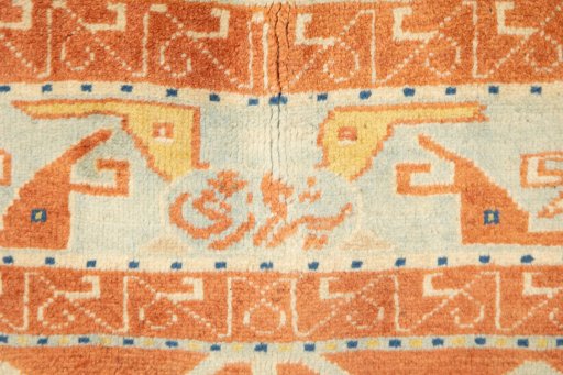 Close-up detail of New Kazak rug from Armenia showing Wool weave