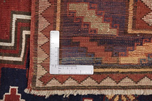 Full view of 1900s Kazak rug from Armenia, 218 × 150 cm in Red tones