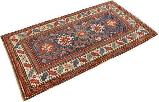 Close-up detail of 1880s Kazak rug from Armenia showing Wool weave