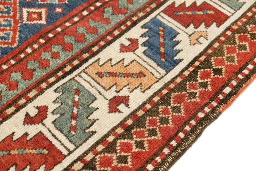 Central medallion detail of 1880s Kazak rug from Armenia