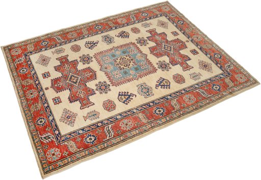 Close-up detail of New Kazak rug from Pakistan showing Wool weave