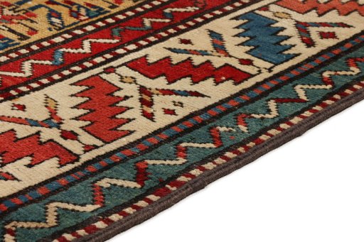 Central medallion detail of 1900s Kazak rug from Armenia