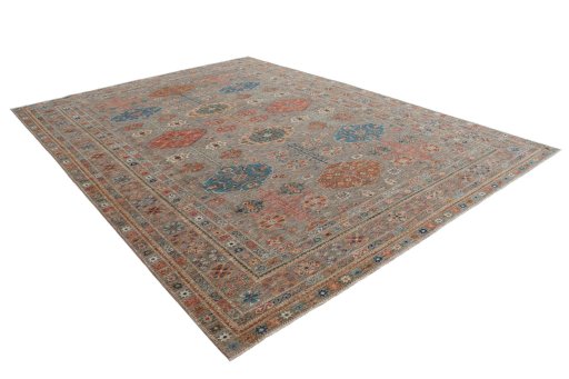 Close-up detail of New Kazak rug from Pakistan showing Wool weave