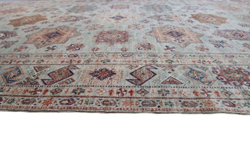 Close-up detail of New Kazak rug from Pakistan showing Wool weave