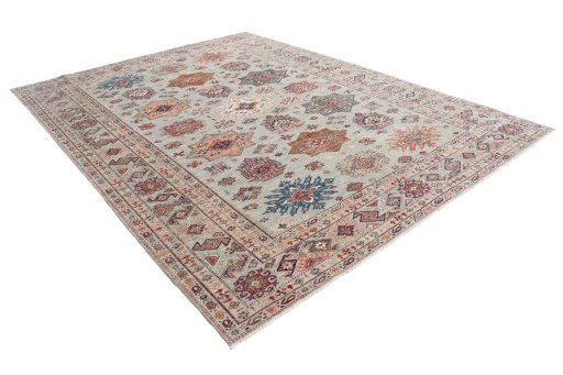 Close-up detail of New Kazak rug from Pakistan showing Wool weave