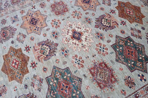 Central medallion detail of New Kazak rug from Pakistan