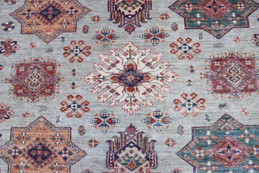 Close-up detail of New Kazak rug from Pakistan showing Wool weave