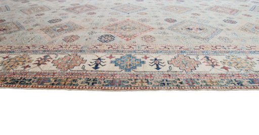 Close-up detail of New Kazak rug from Pakistan showing Wool weave