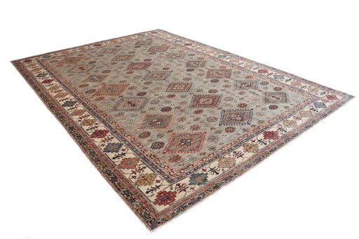 Close-up detail of New Kazak rug from Pakistan showing Wool weave