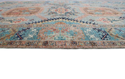 Close-up detail of New Kazak rug from Pakistan showing Wool weave