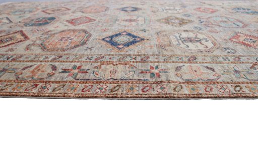 Close-up detail of New Kazak rug from Pakistan showing Wool weave