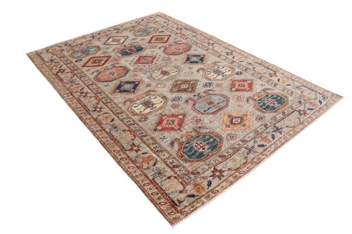 Close-up detail of New Kazak rug from Pakistan showing Wool weave