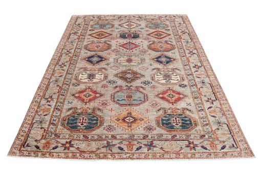 Surface texture of New Kazak rug with natural Wool and intricate pattern