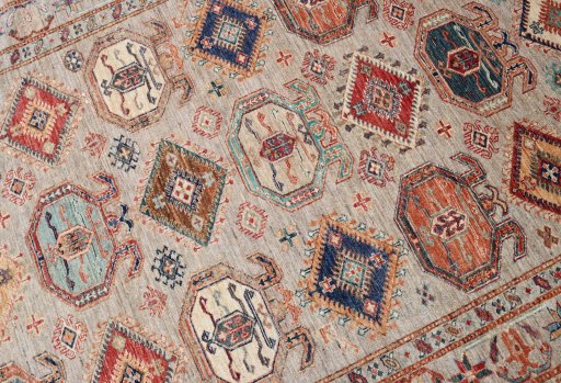 Central medallion detail of New Kazak rug from Pakistan