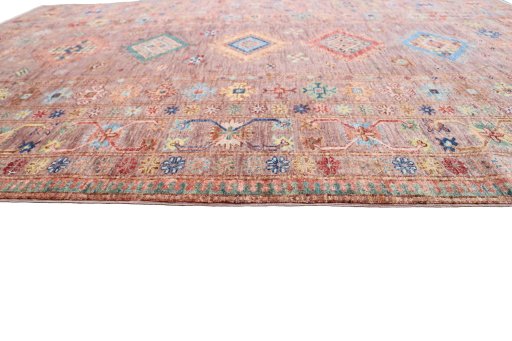 Close-up detail of New Kazak rug from Pakistan showing Wool weave