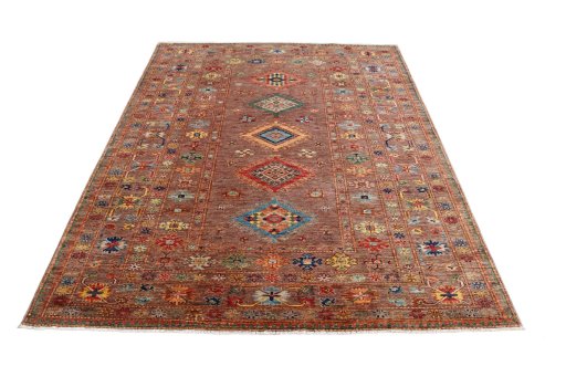 Surface texture of New Kazak rug with natural Wool and intricate pattern
