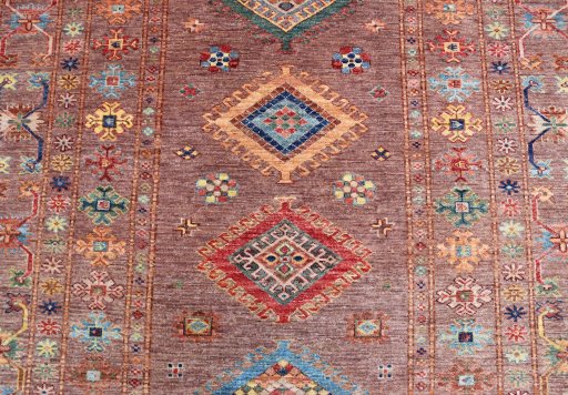 Close-up detail of New Kazak rug from Pakistan showing Wool weave