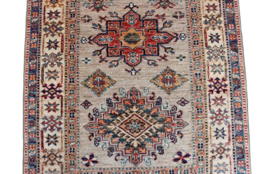 Close-up detail of New Kazak rug from Pakistan showing Wool weave