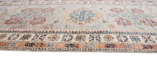 Close-up detail of New Kazak rug from Pakistan showing Wool weave