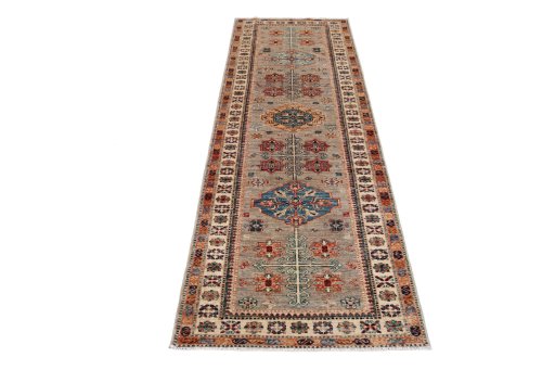Surface texture of New Kazak rug with natural Wool and intricate pattern