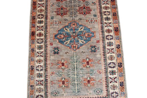 Close-up detail of New Kazak rug from Pakistan showing Wool weave