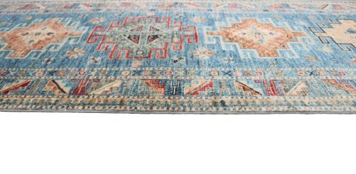 Close-up detail of New Kazak rug from Pakistan showing Wool weave