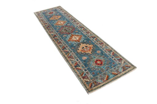 Close-up detail of New Kazak rug from Pakistan showing Wool weave