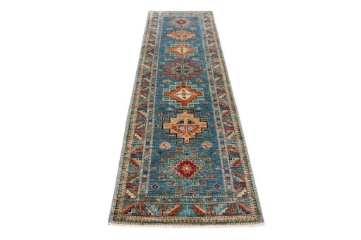 Surface texture of New Kazak rug with natural Wool and intricate pattern