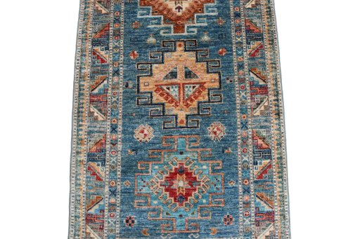 Close-up detail of New Kazak rug from Pakistan showing Wool weave