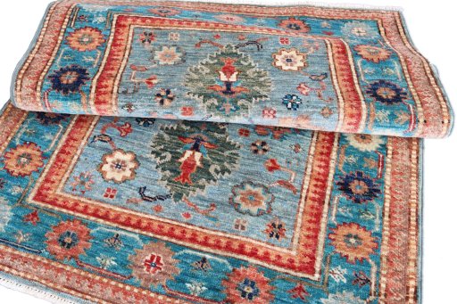 Surface texture of New Kazak rug with natural Wool and intricate pattern
