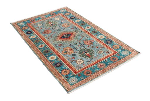 Close-up detail of New Kazak rug from Pakistan showing Wool weave