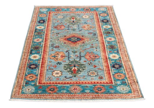 Surface texture of New Kazak rug with natural Wool and intricate pattern