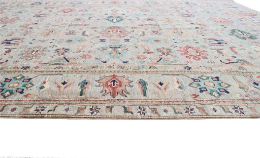 Close-up detail of New Kazak rug from Pakistan showing Wool weave