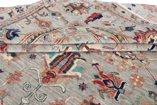 Surface texture of New Kazak rug with natural Wool and intricate pattern