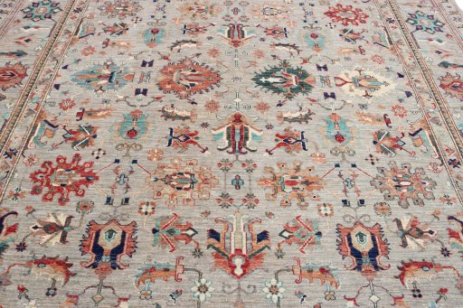 Close-up detail of New Kazak rug from Pakistan showing Wool weave