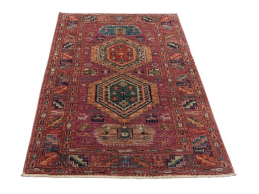 Surface texture of New Kazak rug with natural Wool and intricate pattern