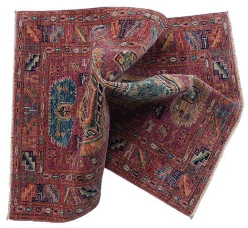 Close-up detail of New Kazak rug from Pakistan showing Wool weave
