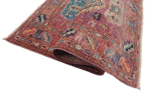 Full view of New Kazak rug from Pakistan, 117 × 78 cm in Red tones