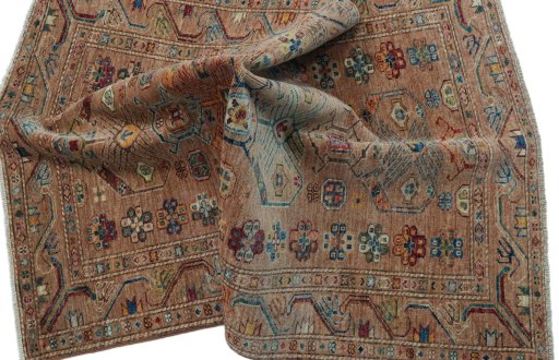 Close-up detail of New Kazak rug from Pakistan showing Wool weave