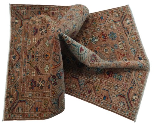 Close-up detail of New Kazak rug from Pakistan showing Wool weave